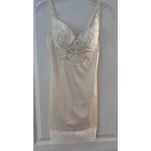 Victoria’s Secret Satin Lace Chemise Slip Dress Ivory 36B Y2K Bridal Lingerie